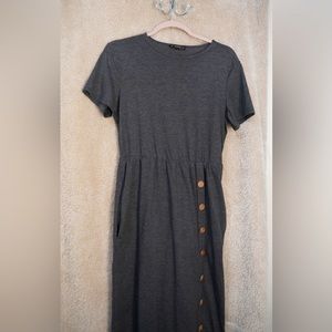Shein Solid Button A-Line Dress: Size M